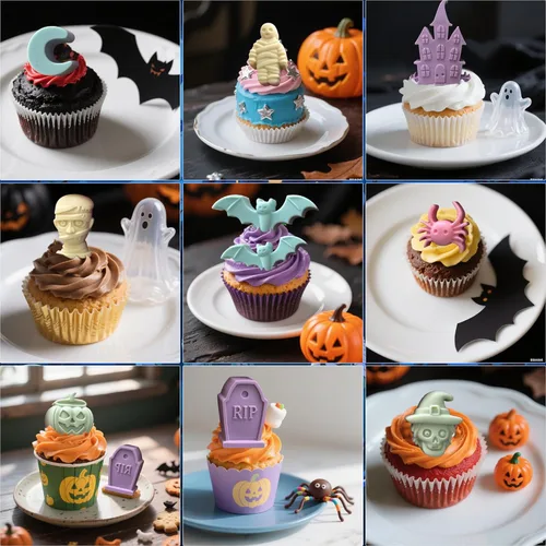 Miniatura 6 de Sidosir 2 moldes de silicona para gomitas de chocolate con castillo de Halloween, calabaza, murciélago, araña para postre de mousse, momia