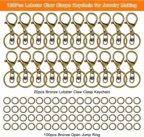 Miniatura 2 de 20 llaveros con cierre de langosta para hacer joyas, clips de gatillo giratorios de metal con cierres giratorios, clips de gancho, anillo de llavero