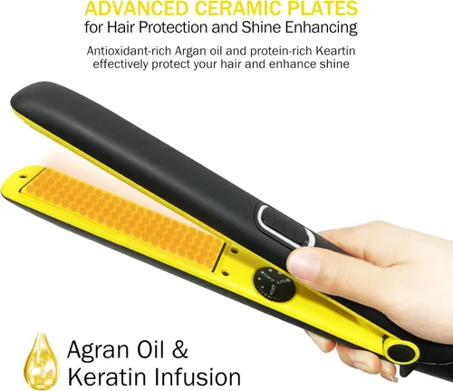 Miniatura 3 de IBROO Plancha de cerámica para el cabello, 15% más largo de 1 pulgada de turmalina alisadora en uno, plancha recta de 230 a 450 ℉ para cabello