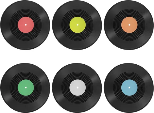 SynHHergyx Discos de vinilo en blanco de 12 pulgadas, 6 unidades de discos falsos, decoraciones vintage, pantalla de pared retro, disco de vinilo