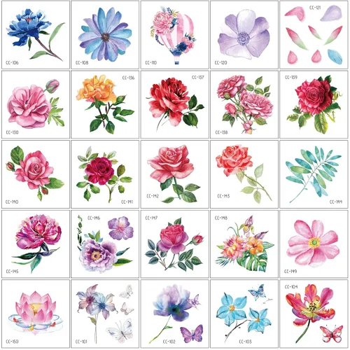 Miniatura 4 de Konsait 50 hojas de tatuajes temporales de flores para mujeres, adolescentes y niñas, pequeño tatuaje temporal para adultos, impermeable, arte