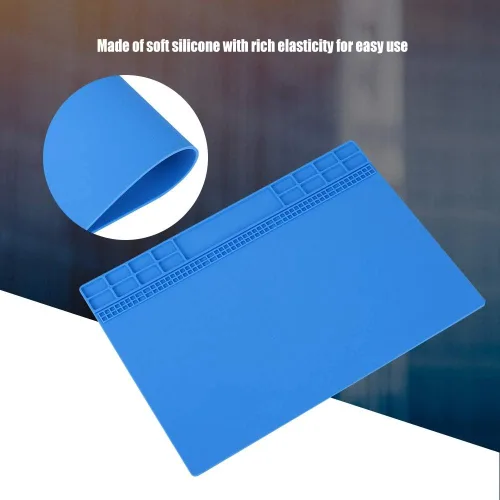 Miniatura 7 de Tapete de silicona para soldar, 13.8 x 19.8 pulgadas, tapete controlado eléctrico, calor de 932.0 °F, tapete antiestático multiusos para reparación