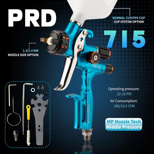Miniatura 2 de Pistola de Pulverización para Reparar Vehículos PRD-715 de Presión Media con Boquilla de 1.4mm Pistola de Pintura en Aerosol