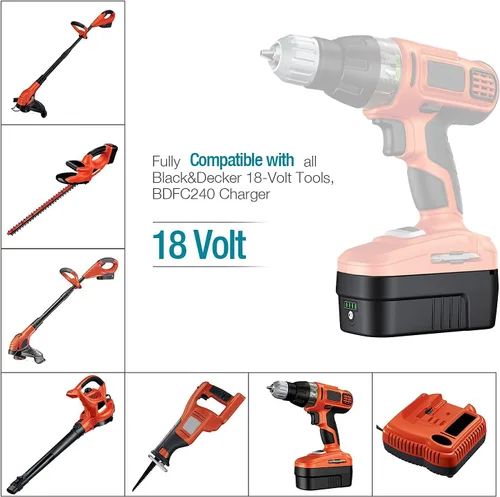 Miniatura 4 de Reemplazo de batería de iones de litio HPB18 de 6.0Ah para Black&Decker 18V Batería HPB18-OPE 244760-00 A1718 FS18FL FSB18 Firestorm Herramientas