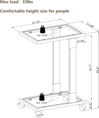 Miniatura 2 de Mesa auxiliar de cristal plateado, mesas auxiliares cromadas en forma de C con ruedas móviles, mesa acrílica, mesa C deslizante, debajo del sofá