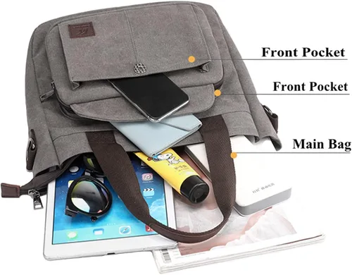 Miniatura 5 de Bolso de lona para mujer bolso cruzado de hombro bolso pequeño con múltiples bolsillos y asa superior