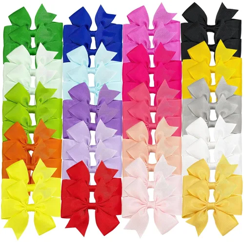 Miniatura 10 de 24 lazos para el cabello de 3 pulgadas para niñas, cinta de grogrén, pinzas para el pelo de bebé, accesorios para el cabello de niños pequeños
