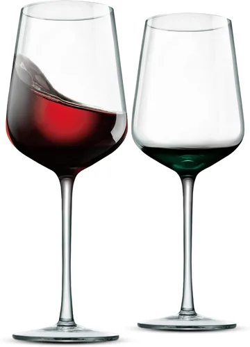 NutriChef Juego de 2 copas de vino tinto o blanco, transparentes de 22 onzas, sin plomo y aptas para lavavajillas, para vino, bebidas, agua,