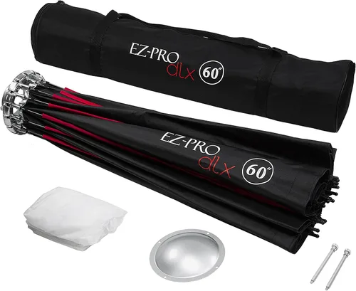 Miniatura 10 de Fotodiox EZ-Pro DLX - Plato de belleza plegable de 24 pulgadas y combinación de caja de luz con inserto Bowens y rejilla, interior reflectante