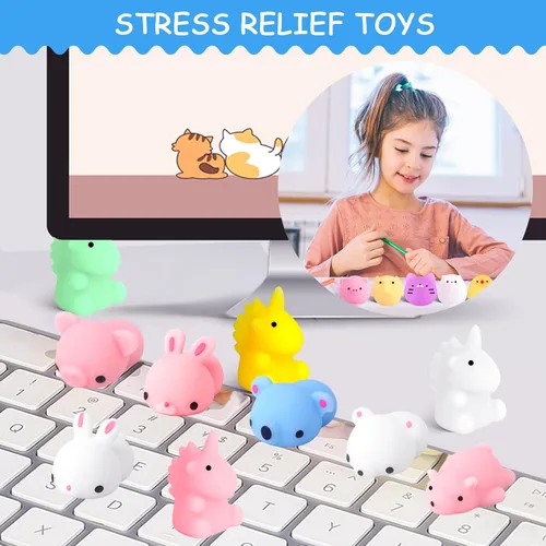 Miniatura 5 de POKONBOY - 30 piezas de juguetes blandos Mochi, animales mini para apretar, lindos juguetes para aliviar el estrés, relleno para cesta de Pascua