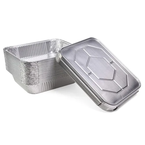Miniatura 14 de IDL Packaging Sartenes de aluminio de tamaño medio con tapas, tamaño mediano, 13 x 11 x 2 pulgadas (paquete de 10) - Sartén desechable de aluminio