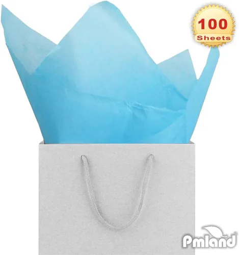 Miniatura 8 de PMLAND 100 hojas de papel de regalo de seda azul aguamarina a granel de 20 x 15 pulgadas para bolsas de regalo, cajas, embalajes de flores