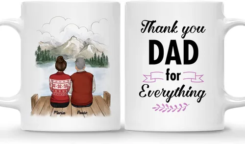 Miniatura 24 de Gossby Taza personalizada (3 hijas) Thank You Dad For Everything, taza personalizada para papá, de regalo, día del padre, cumpleaños, 11 onzas, 15 3