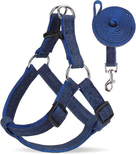 Miniatura 15 de Juego de arnés para perro con correa y collar de corbatín - Arnés para cachorro a cuadros beige, a prueba de escape, chaleco ajustable sin tirones