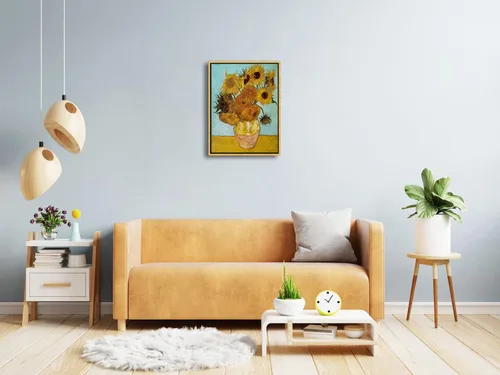 Miniatura 4 de Wieco Art Arte de pared enmarcado de girasol por Vincent Van Gogh Pinturas Reproducción abstractas impresiones en lienzo para decoración del hogar
