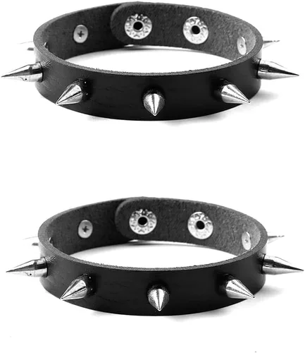 Miniatura 7 de Eigso - Pulseras de cuero punk para hombre y mujer, pulsera con tachuelas ajustables