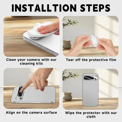 Miniatura 5 de Paquete de 3 protectores de lente de cámara para Google Pixel 9 Pro XL, vidrio templado de dureza 9, protector de pantalla de cámara de alta
