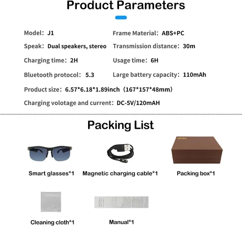 Miniatura 7 de Lentes inteligentes para hombres y mujeres, con Bluetooth 5.3, polarizados, abiertos, música, sin marco, lentes degradados