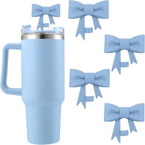 Miniatura 37 de 6 piezas de cubiertas de pajita de silicona para vasos Stanley de 40/30 oz 10 mm (0.4 pulg) cubiertas de pajita a prueba de polvo con diseño