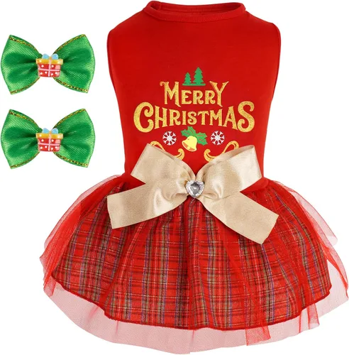 Miniatura 8 de cyeollo Vestido para perro para el día de San Valentín, ropa de vacaciones para perros con estampado de corazón, vestidos de tul para perros