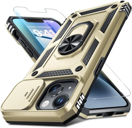 Miniatura 164 de Janmitta - Funda para iPhone 14 Pro con cubierta deslizante para lente de cámara incorporada + protector de pantalla, funda de cuerpo completo