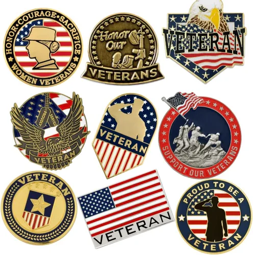 Miniatura 53 de PinMart Pin de veterano – Pin patriótico americano de solapa o sombrero – Orgulloso de ser retirado ejército, marina, fuerza aérea o cuerpo
