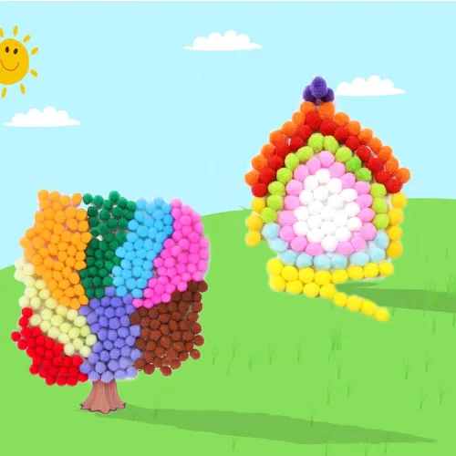Miniatura 6 de Caydo 300 pompones surtidos de 1 pulgada con 100 piezas de ojos ondulantes con 200 limpiadores de pipas con 100 ojos ondulantes para arte