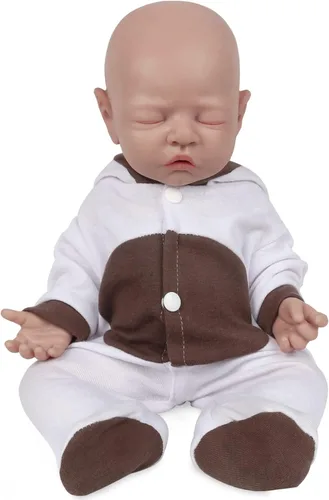 Vollence Muñeca de bebé de silicona completa de 18 pulgadas que se ve real, muñeca de bebé Reborn con ojos cerrados, muñeca de bebé real, muñecas