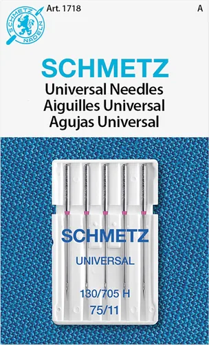 SCHMETZ Agujas universales para máquina de coser, tamaño 75/11, tarjeta de 5 agujas, paquete de 1