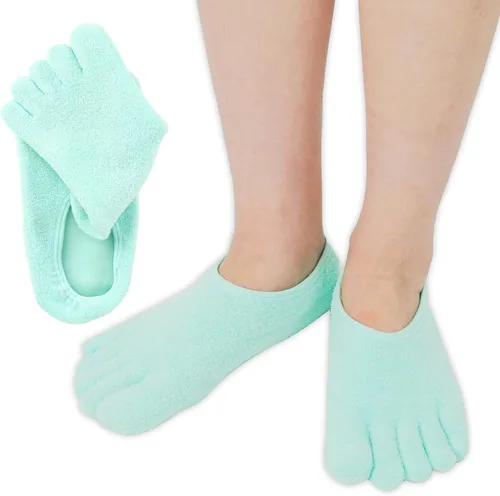 Calcetines hidratantes forrados con gel de 5 dedos – Separan y calman con infusión de aloe y karité – Calcetines de spa peludos para mujeres y