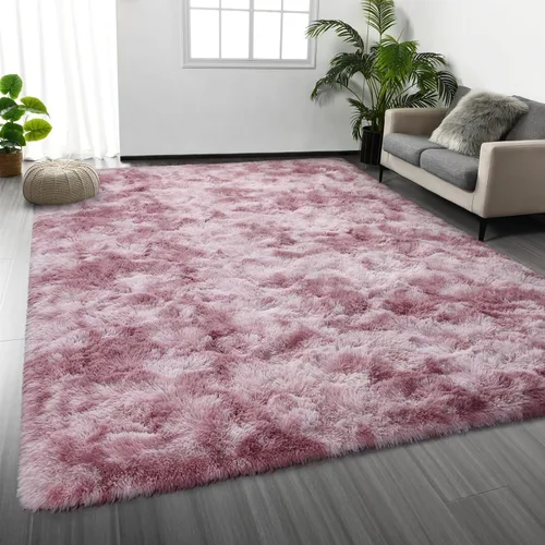 Miniatura 24 de Deerhoo - Alfombra de área, estilo shag, 4 x 6 pies, con teñido anudado, alfombra mullida y ultrasuave para sala de estar, alfombra de pelo