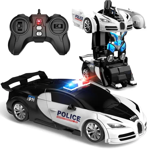Miniatura 10 de Carro de control remoto, transformación con un clic en robot, carro de juguetes transformable para niños, deformación suave, modo demostración, Azul