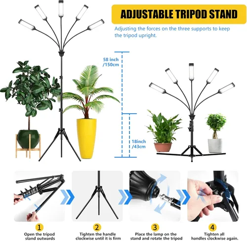 Miniatura 8 de Luces de cultivo para plantas de interior, luz LED de espectro completo Aukphie con soporte, temporizador de encendido/apagado automático