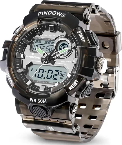 Reloj deportivo digital para mujer y adolescente, 7 colores con luz LED, pantalla digital analógica, resistente al agua, con alarma, cronómetro,