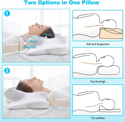 Miniatura 3 de Almohada cervical para cuello y hombros, almohada cervical de espuma viscoelástica, almohada ortopédica ergonómica mejorada para el cuello