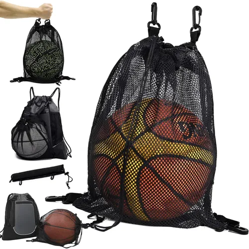 Miniatura 13 de STAY GENT - Mochila con cordón de baloncesto para niños, mochila de fútbol plegable, bolsa de gimnasio, mochila deportiva con bolsa de malla