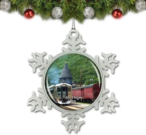 Jim Thorpe Railway Pennsylvania USA Adorno de Navidad Decoración de árbol de cristal Metal recuerdo regalo