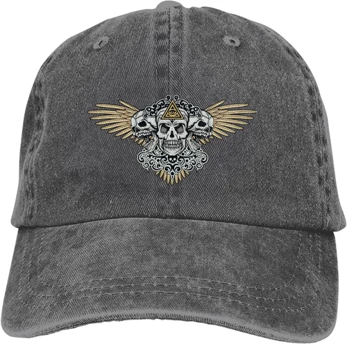 Miniatura 9 de Cowboy Hat Trendy Hats for Man and Women Djustable Four Season Outdoor Baseball Cap of Hell Skull with Angel Deep Heather