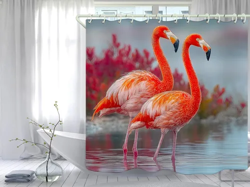 Miniatura 40 de Juego de cortinas de ducha de lámina dorada de ágata amatista (con 12 ganchos blancos en C), cortina de baño de tela de geoda impermeable