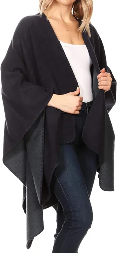 Miniatura 5 de Sakkas Mari - Manta reversible para mujer, diseño de poncho grande