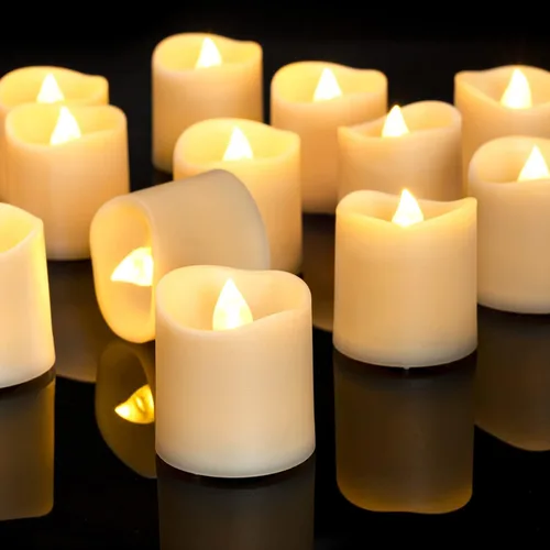 Miniatura 7 de Homemory - Paquete de 24 velas votivas LED sin llama, velas falsas eléctricas de luz blanca cálida con duración de más de 200 horas, velas de té