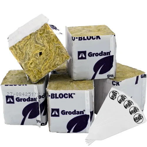 Grodan - Mini bloques de lana de roca de 1.5 pulgadas, paquete de 45 cubos de lana de roca para hidroponía, iniciador de semillas y clonación +