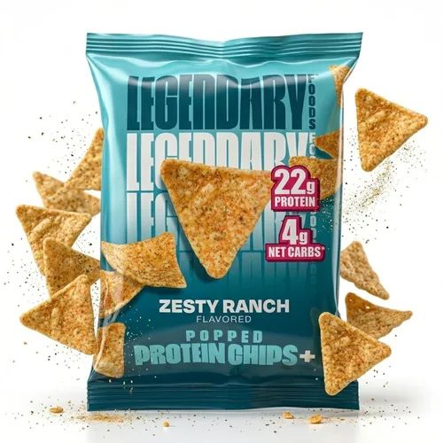 Miniatura 10 de Legendary Foods Chips de proteína de jalapeño con cheddar – Estilo tortilla estallada – 22 g de alto contenido en proteínas, 4 g de carbohidratos