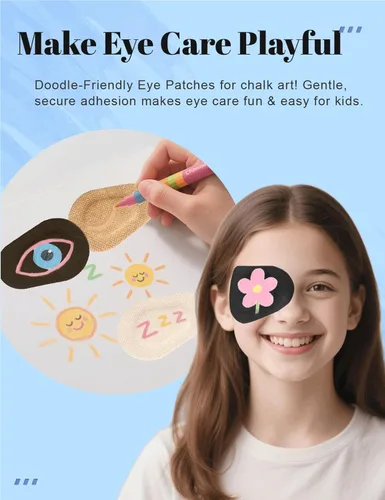 Miniatura 7 de 20 parches adhesivos para los ojos para niños, parche médico desechable transpirable para ambliopía ojo perezoso, vendajes adhesivos sin látex