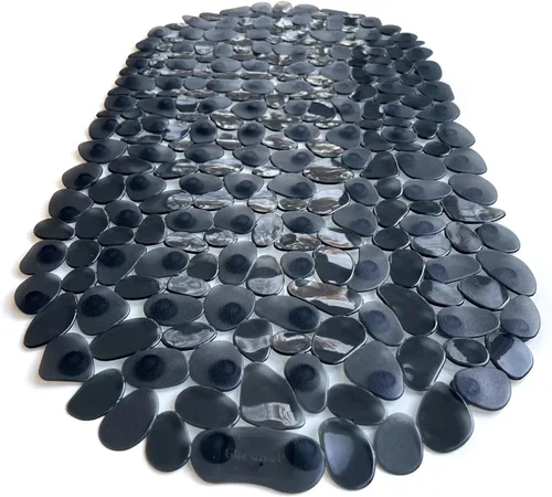 Miniatura 4 de Alfombra antideslizante para bañera y ducha "Pebbles" de 27 x 14 pulgadas, ovalada, no tóxica, segura, limpia, lavable a máquina, agarre y drenaje