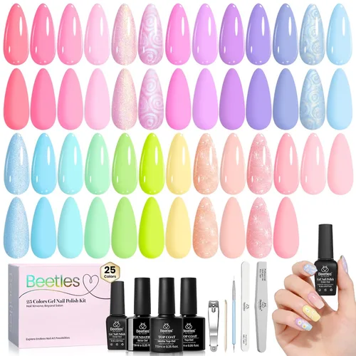 Miniatura 19 de Juego de esmalte de uñas de gel Beetles Cat Eye - 24 piezas, 20 colores de esmalte de uñas de gel con brillantina, cambia de color oscuro, kit