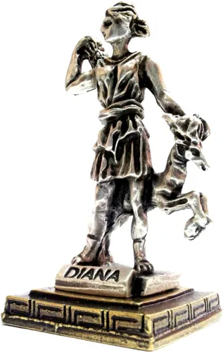 Miniatura 2 de Iconsgr Estatua en miniatura de Zamac griego antiguo de Diana (1558-plata) Premium Zamak Metal, 2.56 in (6.5 cm) Height, Antique Silver Finish
