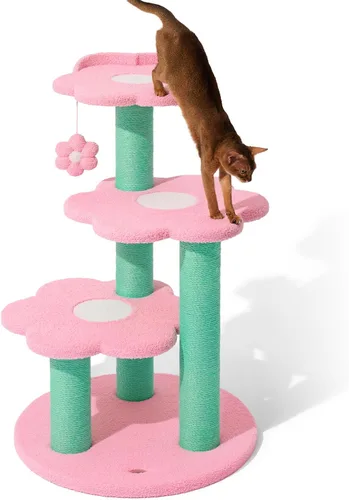 Miniatura 10 de VETRESKA Árbol para gatos Torre para gatos de 38.6'' para gatos de interior con postes de rascado cubiertos de yute y plataforma en forma de Árbol