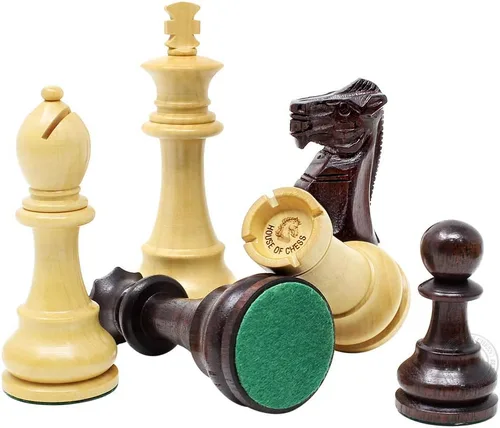 Miniatura 6 de House of Chess - Piezas de juego de ajedrez para torneos - Piezas únicas de ajedrez Staunton Ringy Rosewood/Boj - Altura del rey: 3.75" (95 mm) - 2