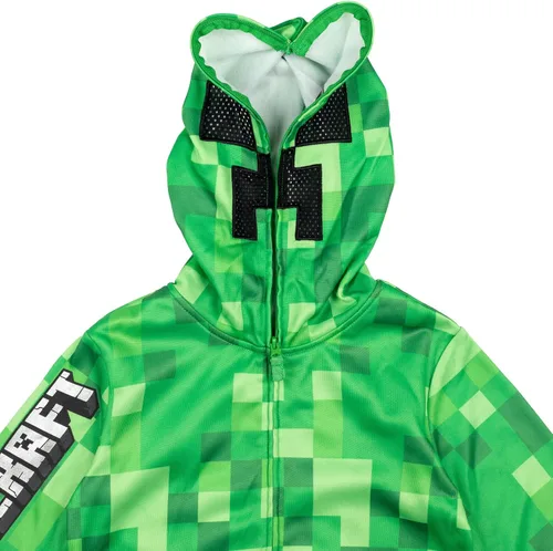 Miniatura 3 de Minecraft Creeper - Sudadera con capucha de forro polar con cremallera y malla para cosplay